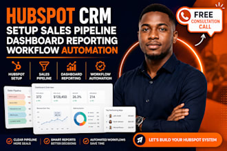 setup hubspot CRM setup sales pipeline dashboard reporting workflow automation