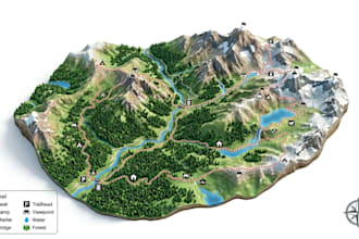 design custom hiking map, trail, topographic, camping and tourism maps