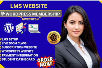 build lms online educational website, elearning website, wordpress lms website
