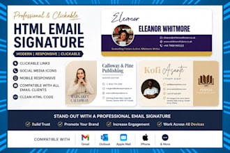 design a clickable HTML email signature for gmail, outlook, apple mail