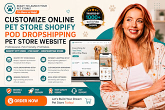customize online pet store shopify pod dropshipping pet store website