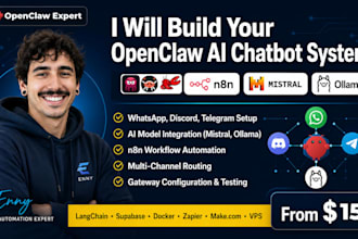 setup openclaw whatsapp, discord bot, telegram ai chatbot, mistral, ollama, n8n