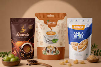 design food packaging design, label design, coffee pouch design, food box