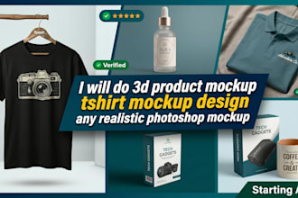 do 3d product mockup tshirt mockup design any realistic photoshop mockup