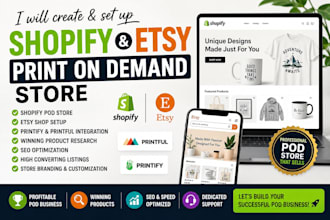 design etsy shopify print on demand store printify printful print on demand