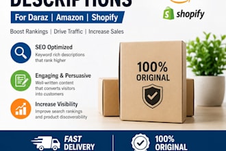 write SEO product descriptions for daraz, amazon and shopify