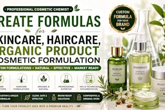create formulas for skincare, haircare, organic product cosmetic formulation