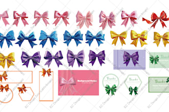 provide 3d satin ribbon bow vector clip art png PSD eps for packaging