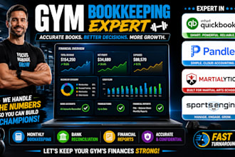 do gym bookkeeping in quickbooks, pandle, martialytics, sportsengine
