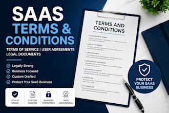 draft saas terms and conditions, user agreements and legal documents