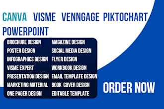 design any project on visme canva venngage resume brochure infographics