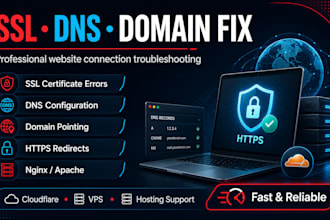 fix SSL certificate, dns and domain configuration issues