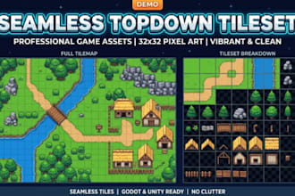 create seamless topdown rpg godot pixel art dungeon forest overworld tilset map