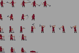 do pixel art animation pixel art character design sprite sheet pixel game assets