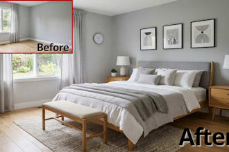 create realistic virtual home staging and furniture replacement