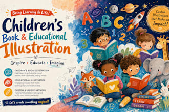 illustrate, edit your children story book with watercolor and artwork