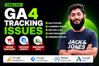 audit and fix ga4, GTM, meta pixel and google ads tracking