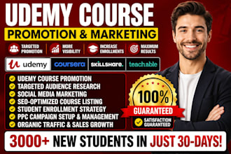 do udemy course promotion, course marketing to increase student enrollment