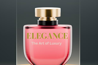 design luxury perfume label and realistic 3d mockup