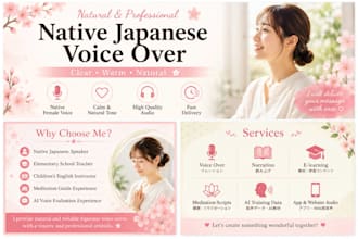 record natural native japanese voice overs