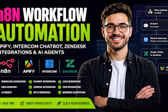 n8n workflow automation apify, intercom chatbot, zendesk integrations ai agents