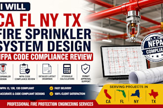 ca fl ny tx fire sprinkler system design nfpa code compliance review