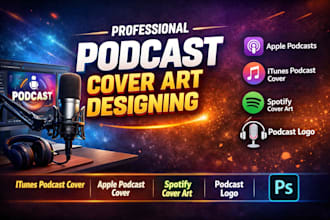 design podcast cover art, minimalist, cartoon, apple podcasts, spotify, artwork