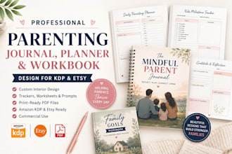 create high converting parenting journal, planner, workbook for amazon KDP, etsy