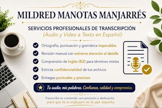 profesionally trascribe spanish audio and video to text