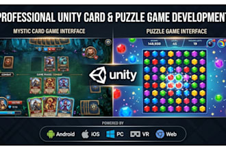 do card game development puzzle game  for android IOS PC VR web with unity