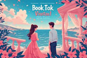design pastel romance book covers and illustrations for booktok