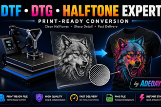 do color separation, vector, screen printing halftone files for dtf dtg printing