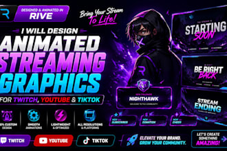 design animated streaming graphics in rive for  youtube