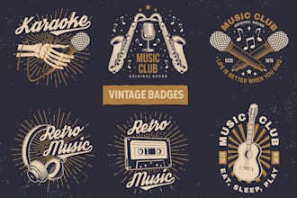 do a vintage music logo or retro label badge