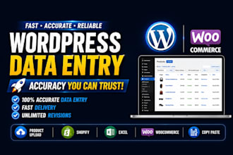 do wordpress data entry, woocommerce product upload