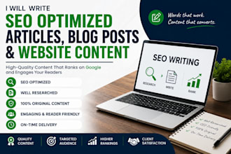 write SEO optimized blog posts, articles and website content