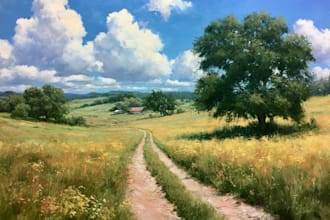 digitally oil painting landscape