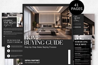 design realtor property listing presentation booklet, canva home buyer guide