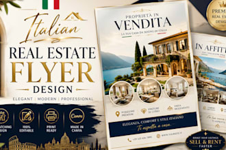 design italian real estate flyer, property flyer and canva brochure