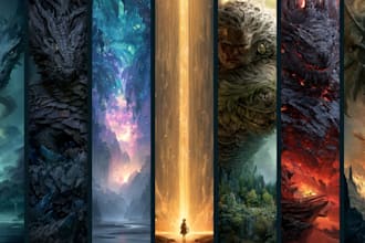 create an epic fantasy book cover design or ebook cover
