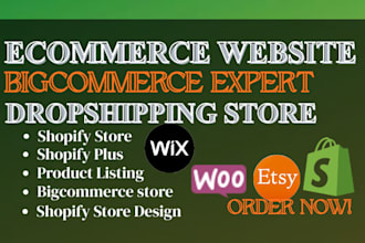setup ecommerce store, webshop on shopify woocommerce bigcommerce wix prestashop