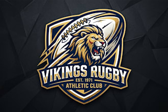 design a powerful rugby ball logo for rugby club, sports team and athletic brand