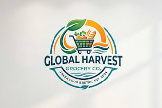 design a professional supermarket logo for grocery store, retail business