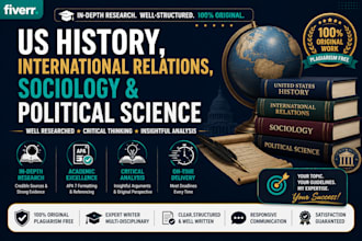 write US history, international relations, sociology and political science