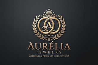 design a luxury gold ring logo for jewelry brand, wedding and premium business
