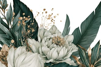draw botanical illustrations of flowers, plants and fruits