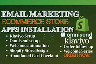 set up omnisend, klaviyo email marketing automation workflow on ecommerce store