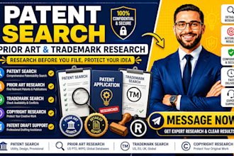 do patent search, patent research, patent draft, patent filing trademark search