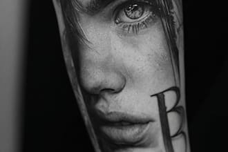 create a cute minimalistic line art tattoo design