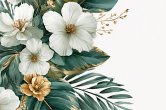draw botanical illustrations of flowers, plants and fruits